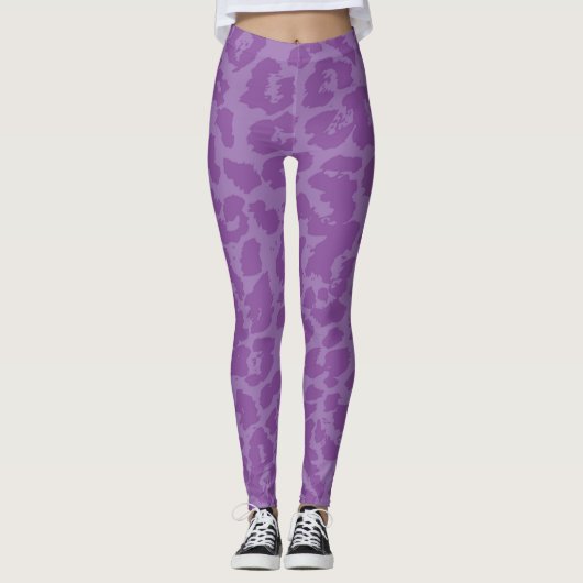 Paarse luipaard afdrukken leggings (Voorkant)