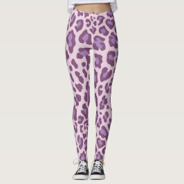 Paarse luipaard afdrukken leggings