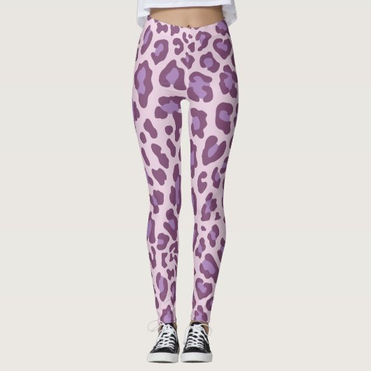 Paarse luipaard afdrukken leggings (Voorkant)