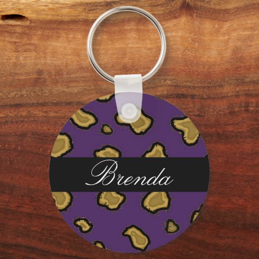 Paarse luipaard afdrukken Persoonlijk Sleutelhange Sleutelhanger (Voorkant)