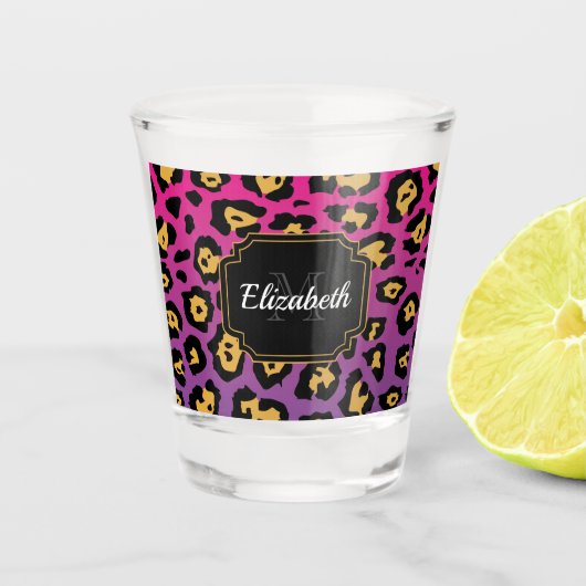 Paarse luipaard afdrukken shot glas (Voorkant)