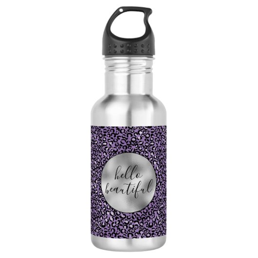 Paarse luipaard afdrukken waterfles  (Voorkant)