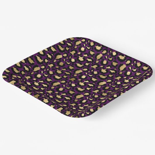 Paarse luipaard/cheetah dierdruk papieren bordje (Gebogen)