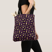 Paarse luipaard/cheetah dierlijke canvas tas (Dichtbij)