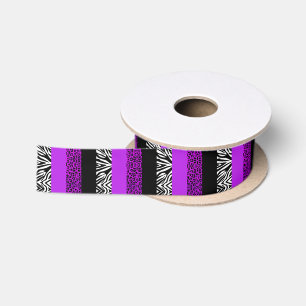 Paarse luipaard en Zebra Satijnen Lint