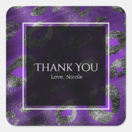 Paarse Luipaard Glam Print Feest Favor Vierkante Sticker