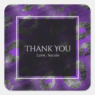 Paarse Luipaard Glam Print Feest Favor Vierkante Sticker