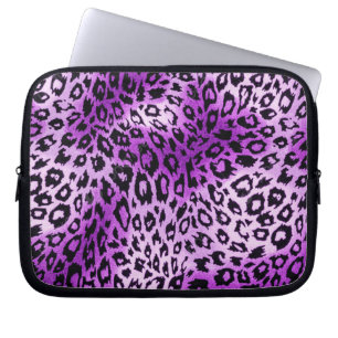 Paarse Luipaard Hart Dierprint Laptop Hoes