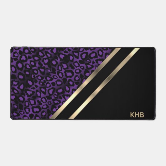 Paarse luipaard met goud & zwart - Monogram Bureaumat (Voorkant)