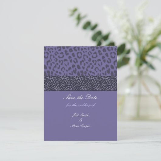 Paarse luipaard Patroon Opslaan Datum Save The Date (Staand voorkant)