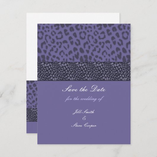 Paarse luipaard Patroon Opslaan Datum Save The Date (Voorkant / Achterkant)