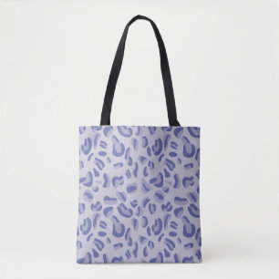 Paarse luipaard patroonlavendel tote bag