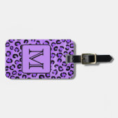 Paarse luipaard print aangepast monogram. bagagelabel (Voorkant horizontaal)