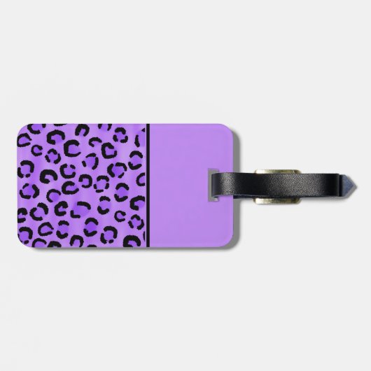 Paarse luipaard print aangepast monogram. bagagelabel (Achterkant horizontaal)