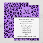 Paarse luipaard print aangepast monogram. kaart (Voorkant / Achterkant)