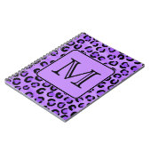 Paarse luipaard print aangepast monogram. notitieboek (Linkerzijde)