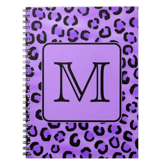 Paarse luipaard print aangepast monogram. notitieboek (Voorkant)