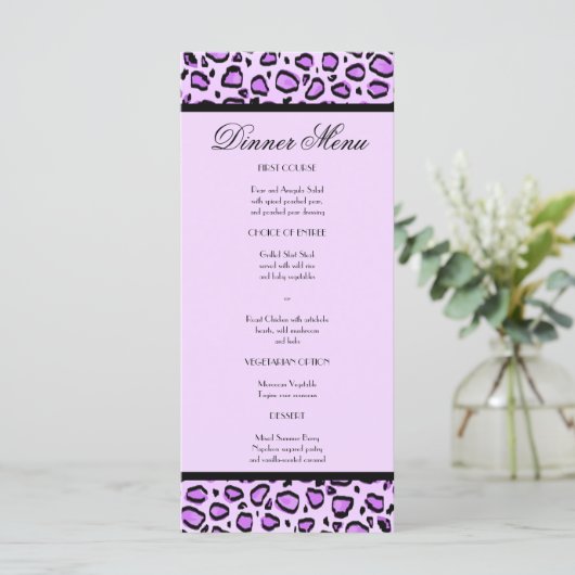 Paarse luipaard print aangepaste Slim Dinner Menu (Staand voorkant)