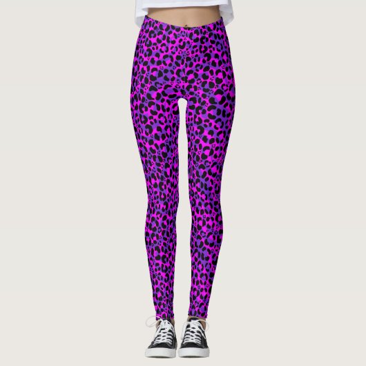 Paarse luipaard printplaat leggings (Voorkant)