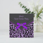 Paarse Luipaard Sweet 16 Feest Kaart (Staand voorkant)