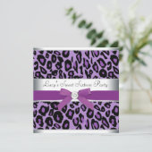 Paarse Luipaard Sweet 16 Feest Kaart (Staand voorkant)