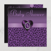 Paarse luipaard voor afdrukken en bundelhart Baby Kaart (Voorkant / Achterkant)