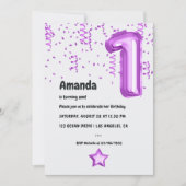 Paarse Luipaardballon 1e Kerstdag Kaart (Voorkant)