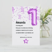 Paarse Luipaardballon 1e Kerstdag Kaart (Staand voorkant)