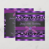 Paarse luipaardmeisjes 13e verjaardag kaart (Voorkant / Achterkant)