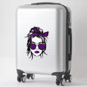 Paarse luipaardprint bandana en bril sticker (Koffer)