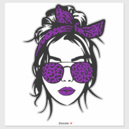 Paarse luipaardprint bandana en bril sticker