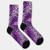 Paarse Luipaardprint Dierpatroon Mode Soks Sokken (Rechts)