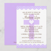 Paarse luis Cross Baby Girl Baptisme Kaart (Voorkant / Achterkant)