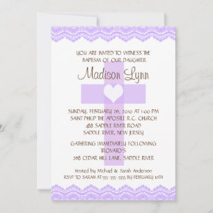 Paarse luis Cross Baby Girl Baptisme Kaart