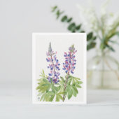 Paarse Lupine Botanische Illustratie Briefkaart (Staand voorkant)