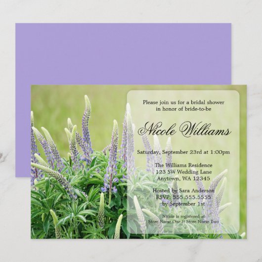 Paarse Lupine Bridal Shower Kaart (Voorkant / Achterkant)