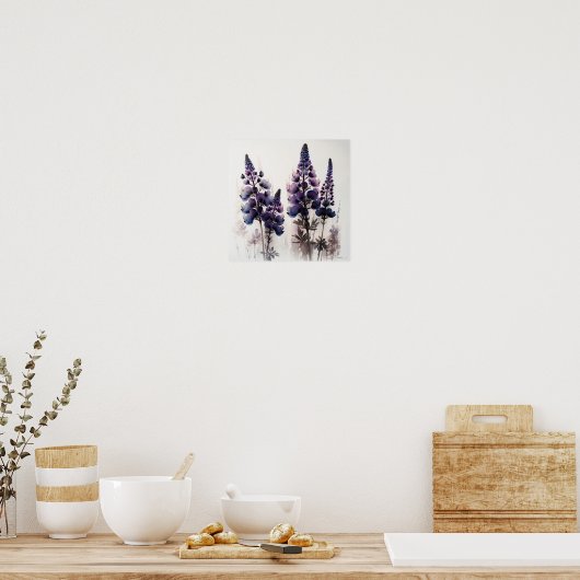 Paarse Lupine Flower Art Print Poster (Keuken)