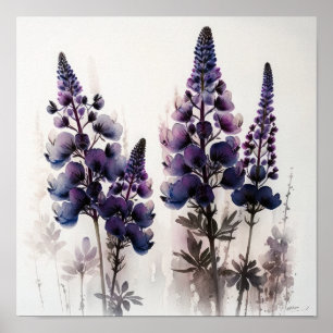Paarse Lupine Flower Art Print Poster