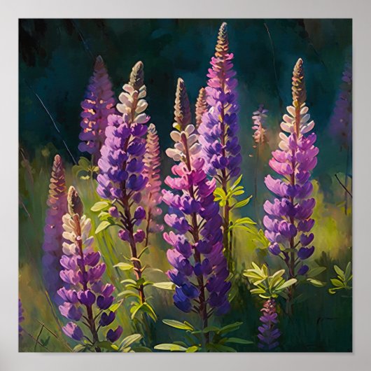 Paarse Lupine Flower Art Print Poster (Voorkant)