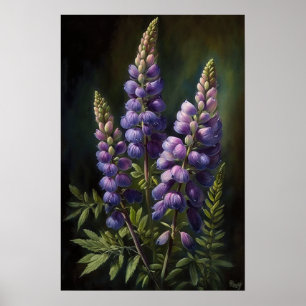 Paarse Lupine Flower Art Print Poster