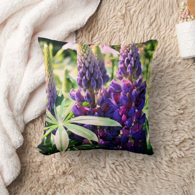 Paarse Lupine Flower Trio Kussen (Deken)