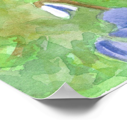 Paarse Lupine Wildbloemen Waterverf Landschap Poster (Hoek)