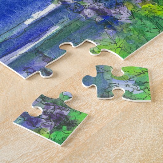 Paarse Lupinemeer Catamaran Sailboot Legpuzzel (Zijkant)