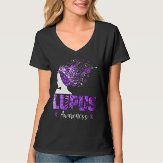 Paarse Lupus Awareness Woman Tie Dye Butterflies T-shirt