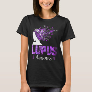 Paarse Lupus Awareness Woman Tie Dye Butterflies T-shirt