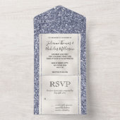 Paarse Luxe Glitter Parel Wit All In One Uitnodiging (Binnen)