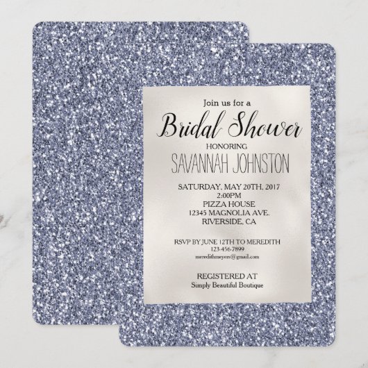 Paarse Luxe Glitter Pearl White Kaart (Voorkant / Achterkant)