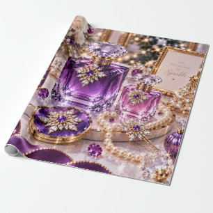 Paarse Luxe Kerstschoonheid Cadeaupapier