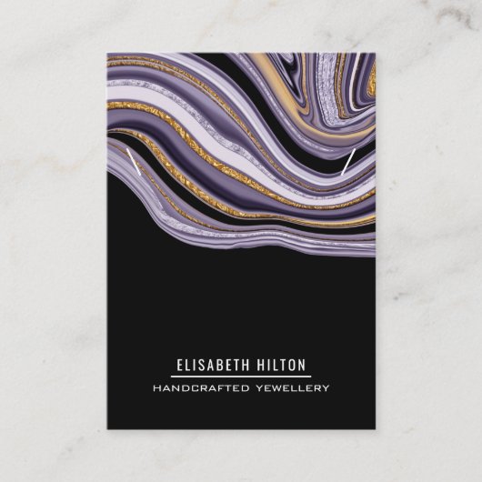 Paarse luxe marmeren agaat KETTING DISPLAY Visitekaartje (Voorkant)