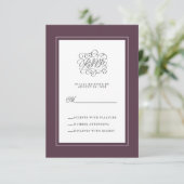 Paarse Luxury Elegant Wedding Chic Enclosure RSVP Kaartje (Staand voorkant)